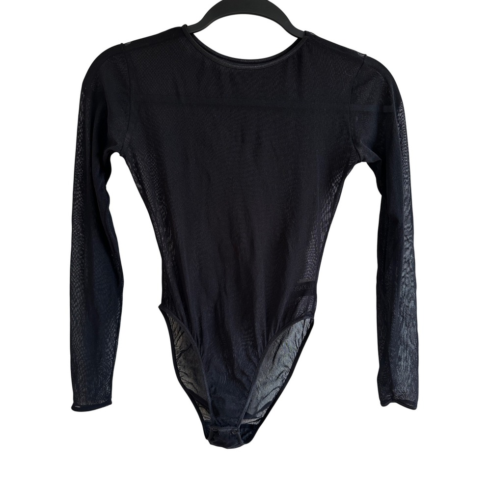 Cosabella Black Sheer Mesh Long Sleeve Bodysuit Italy Size Small Y2K Avant Garde